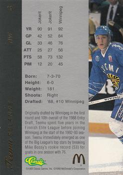 1993 Classic McDonald's Four Sport Exclusive Collection #19 Teemu Selanne Back
