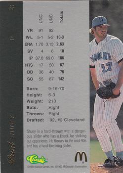 1993 Classic McDonald's Four Sport Exclusive Collection #33 Paul Shuey Back