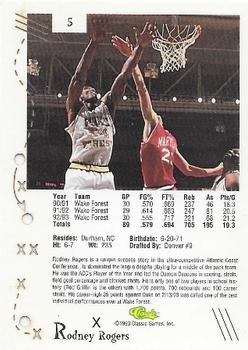 1993-94 Classic Images Four Sport - C3 Gold Crown Cut Lasercut #5 Rodney Rogers Back
