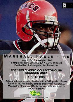 1994 Classic Four Sport - C3 Collector's Club #C1 Marshall Faulk Back