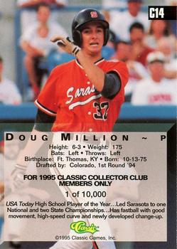 1994 Classic Four Sport - C3 Collector's Club #C14 Doug Million Back