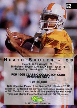 1994 Classic Four Sport - C3 Collector's Club #C2 Heath Shuler Back