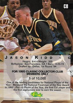 1994 Classic Four Sport - C3 Collector's Club #C8 Jason Kidd Back