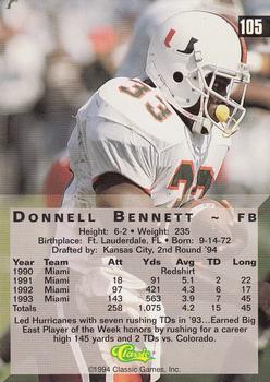 1994 Classic Four Sport - Gold #105 Donnell Bennett Back