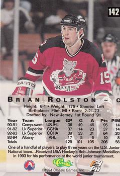 1994 Classic Four Sport - Gold #142 Brian Rolston Back
