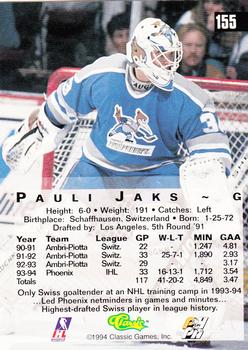 1994 Classic Four Sport - Gold #155 Pauli Jaks Back
