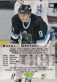 1994 Classic Four Sport - Gold #159 Brent Gretzky Back