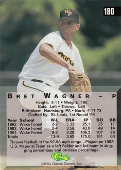 1994 Classic Four Sport - Gold #180 Bret Wagner Back