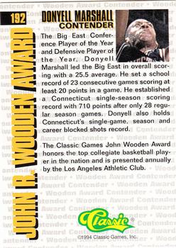 1994 Classic Four Sport - Gold #192 Donyell Marshall Back