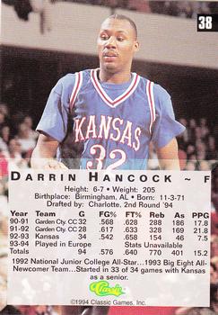 1994 Classic Four Sport - Gold #38 Darrin Hancock Back