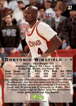 1994 Classic Four Sport - Gold #37 Dontonio Wingfield Back