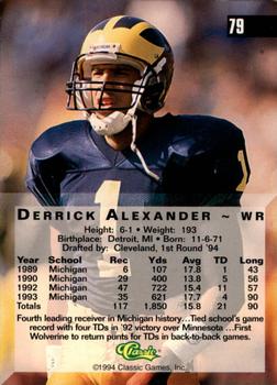 1994 Classic Four Sport - Gold #79 Derrick Alexander Back