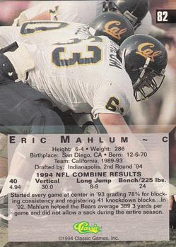 1994 Classic Four Sport - Gold #82 Eric Mahlum Back
