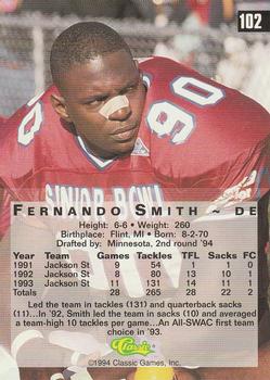 1994 Classic Four Sport - Gold #102 Fernando Smith Back