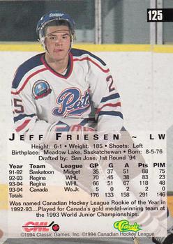 1994 Classic Four Sport - Gold #125 Jeff Friesen Back