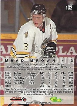 1994 Classic Four Sport - Gold #132 Brad Brown Back