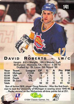 1994 Classic Four Sport - Gold #141 David Roberts Back