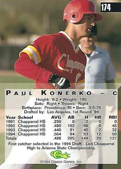 1994 Classic Four Sport - Gold #174 Paul Konerko Back