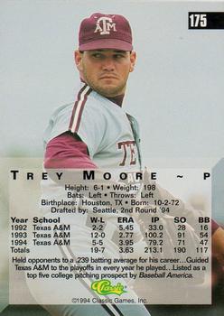 1994 Classic Four Sport - Gold #175 Trey Moore Back