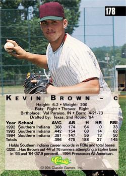 1994 Classic Four Sport - Gold #178 Kevin Brown Back