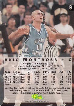 1994 Classic Four Sport - Gold #9 Eric Montross Back