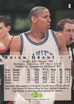 1994 Classic Four Sport - Printer's Proofs #8 Brian Grant Back