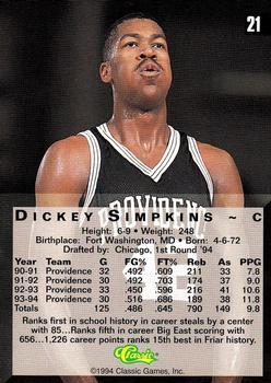 1994 Classic Four Sport - Printer's Proofs #21 Dickey Simpkins Back