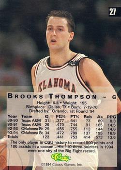 1994 Classic Four Sport - Printer's Proofs #27 Brooks Thompson Back