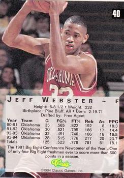 1994 Classic Four Sport - Printer's Proofs #40 Jeff Webster Back