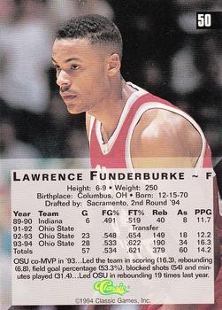 1994 Classic Four Sport - Printer's Proofs #50 Lawrence Funderburke Back