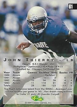 1994 Classic Four Sport - Printer's Proofs #61 John Thierry Back