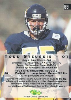 1994 Classic Four Sport - Printer's Proofs #69 Todd Steussie Back