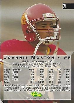 1994 Classic Four Sport - Printer's Proofs #71 Johnnie Morton Back
