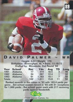 1994 Classic Four Sport - Printer's Proofs #89 David Palmer Back