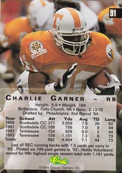 1994 Classic Four Sport - Printer's Proofs #91 Charlie Garner Back