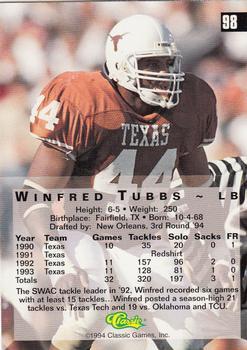 1994 Classic Four Sport - Printer's Proofs #98 Winfred Tubbs Back
