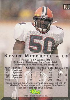 1994 Classic Four Sport - Printer's Proofs #100 Kevin Mitchell Back