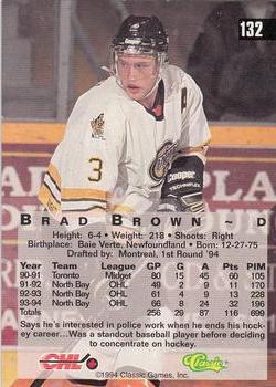 1994 Classic Four Sport - Printer's Proofs #132 Brad Brown Back