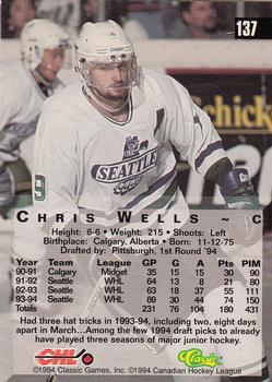 1994 Classic Four Sport - Printer's Proofs #137 Chris Wells Back