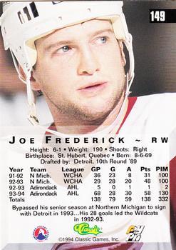 1994 Classic Four Sport - Printer's Proofs #149 Joe Frederick Back