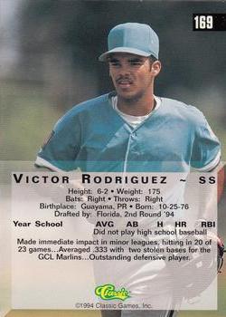 1994 Classic Four Sport - Printer's Proofs #169 Victor Rodriguez Back