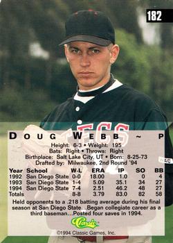 1994 Classic Four Sport - Printer's Proofs #182 Doug Webb Back