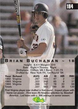 1994 Classic Four Sport - Printer's Proofs #184 Brian Buchanan Back