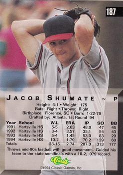 1994 Classic Four Sport - Printer's Proofs #187 Jacob Shumate Back