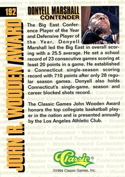 1994 Classic Four Sport - Printer's Proofs #192 Donyell Marshall Back