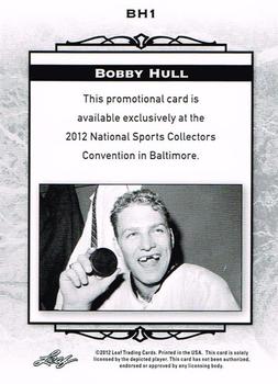 2012 Leaf National Convention #BH1 Bobby Hull Back