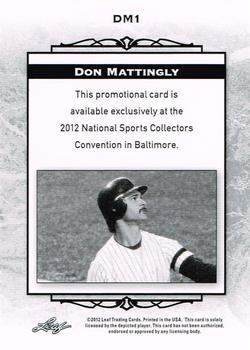 2012 Leaf National Convention #DM1 Don Mattingly Back