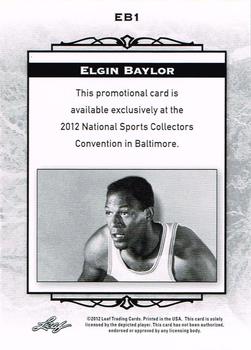 2012 Leaf National Convention #EB1 Elgin Baylor Back