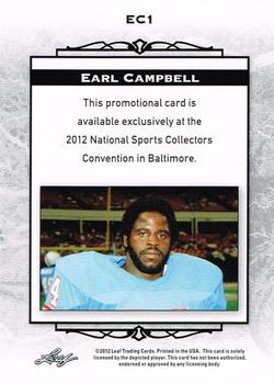 2012 Leaf National Convention #EC1 Earl Campbell Back