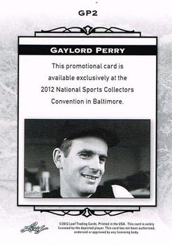 2012 Leaf National Convention #GP2 Gaylord Perry Back